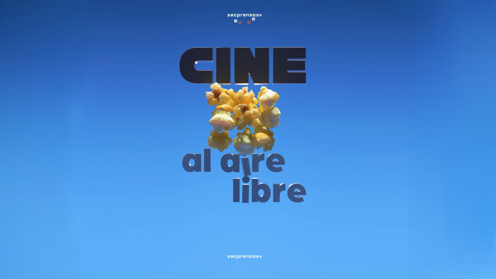 La Secretaría de Prensa de la Presidencia anunció una variada cartelera diaria que incluye éxitos animados y producciones de acción en dos sedes. Las funciones de Cine al aire libre son gratis para todas las familias. Foto: SecPrensaSV.