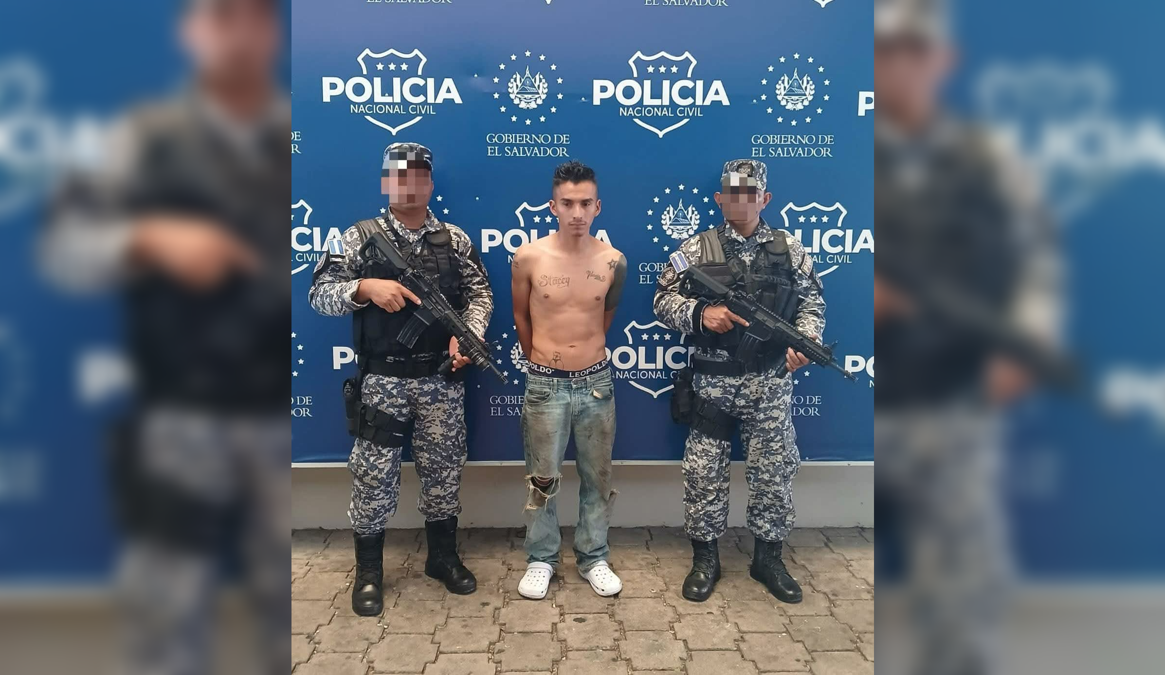 Walter Alexander Torres Flores, de la pandilla 18 Sureños, fue detenido en flagrancia dentro de un taller mecánico desde donde extorsionaba. La PNC lo capturó tras confirmar su pasado delictivo. Foto: PNCSV.