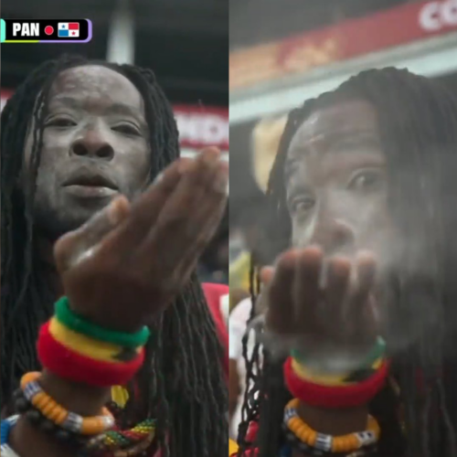 Un aficionado de Ghana esparció un misterioso polvo blanco en las tribunas para invocar a los dioses minutos antes de un agónico gol en el Mundial 2026. El ritual se volvió viral. Foto: Sivar News