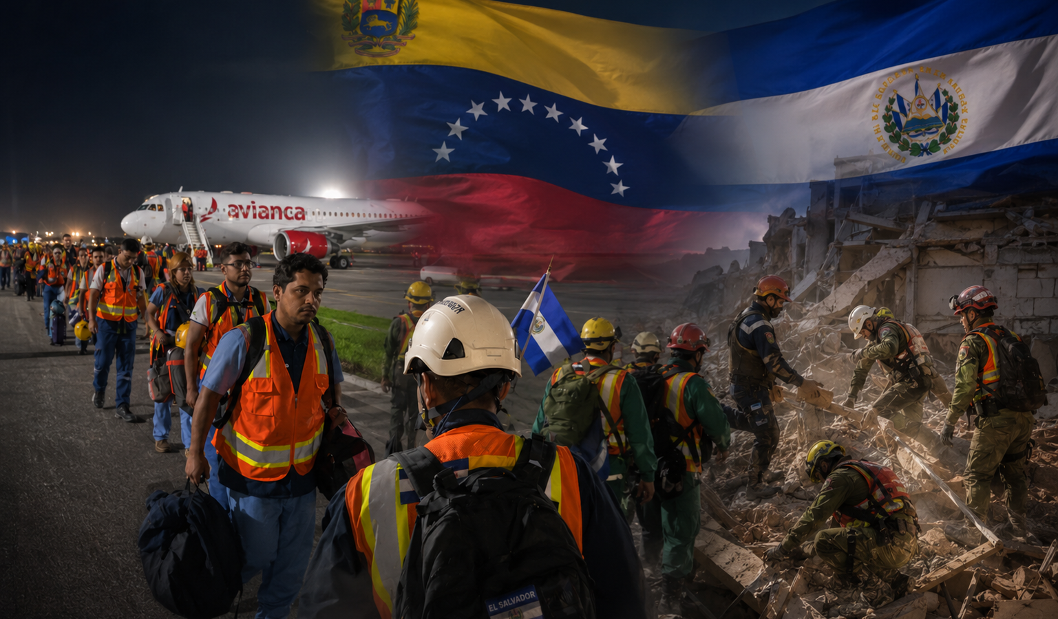 Un equipo de 300 rescatistas de El Salvador llegó a Venezuela para apoyar en las labores de búsqueda y rescate tras los terremotos que dejaron cientos de fallecidos y desaparecidos. Foto: Cancillería de El Salvador.