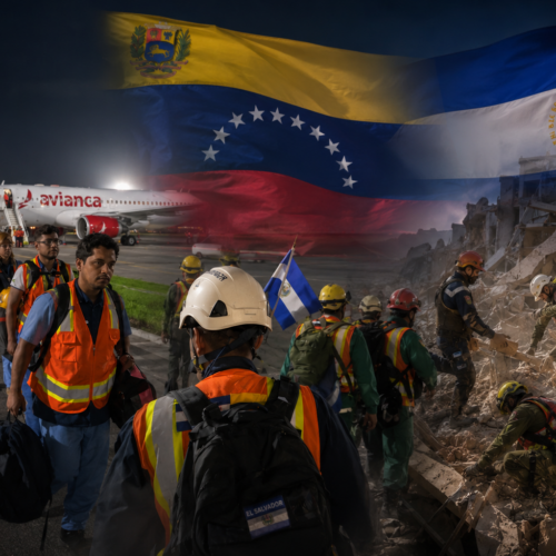 Un equipo de 300 rescatistas de El Salvador llegó a Venezuela para apoyar en las labores de búsqueda y rescate tras los terremotos que dejaron cientos de fallecidos y desaparecidos. Foto: Cancillería de El Salvador.