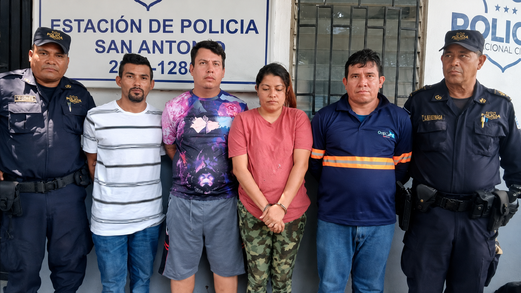 El incidente ocurrió en la urbanización Colinas del Norte, Ciudad Delgado, y fue denunciado por ciudadanos mediante un video entregado a las autoridades. La PNC intervino y capturó a los implicados. Foto: @PNCSV.