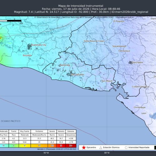 El Ministerio de Medio Ambiente reportó el sismo sentido la mañana de este viernes, además de un temblor de 7.4 registrado previamente en México. El epicentro del primero fue en Usulután. Foto: MARN