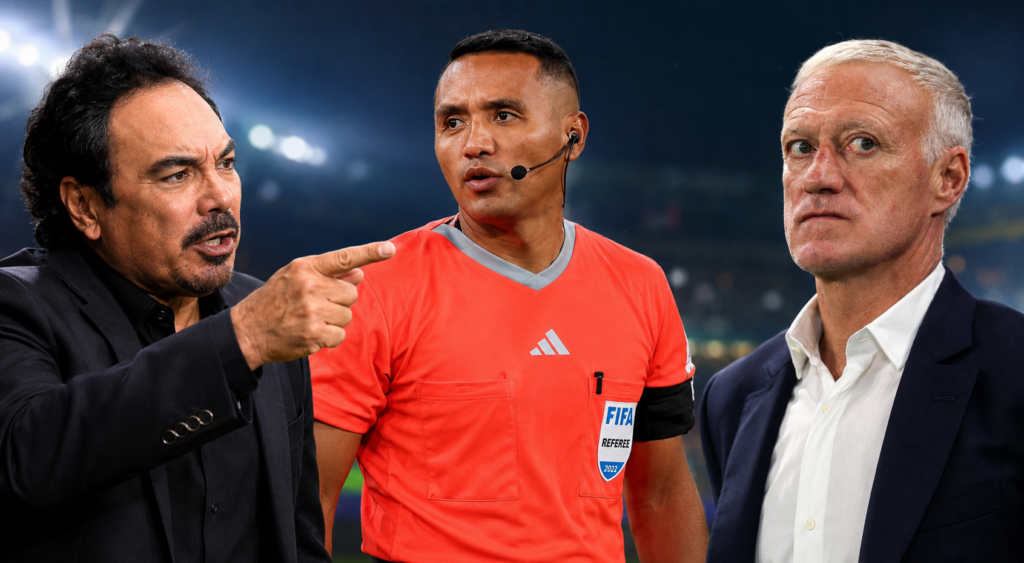 El histórico exfutbolista Hugo Sánchez estalló en televisión contra el técnico Didier Deschamps por menospreciar el trabajo del árbitro salvadoreño Iván Barton. Una defensa épica. Foto: Ilustración