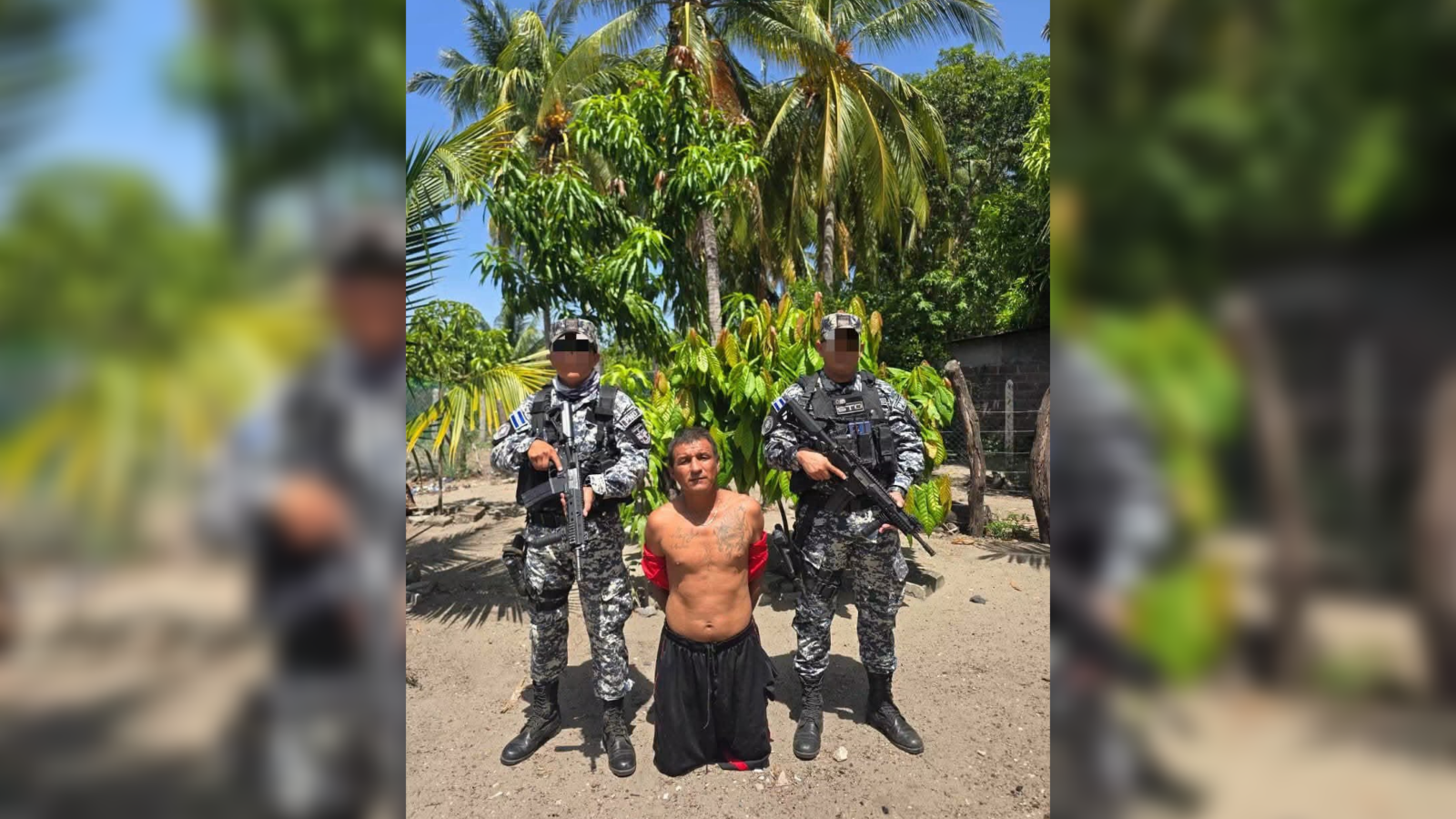 Pedro Antonio Quinteros, alias "Pericón", fue capturado en Usulután tras ser acusado de ejecutar a un miembro de su misma estructura criminal, la MS-13, y tratar de esconderse. Foto: Ministerio de Seguridad.