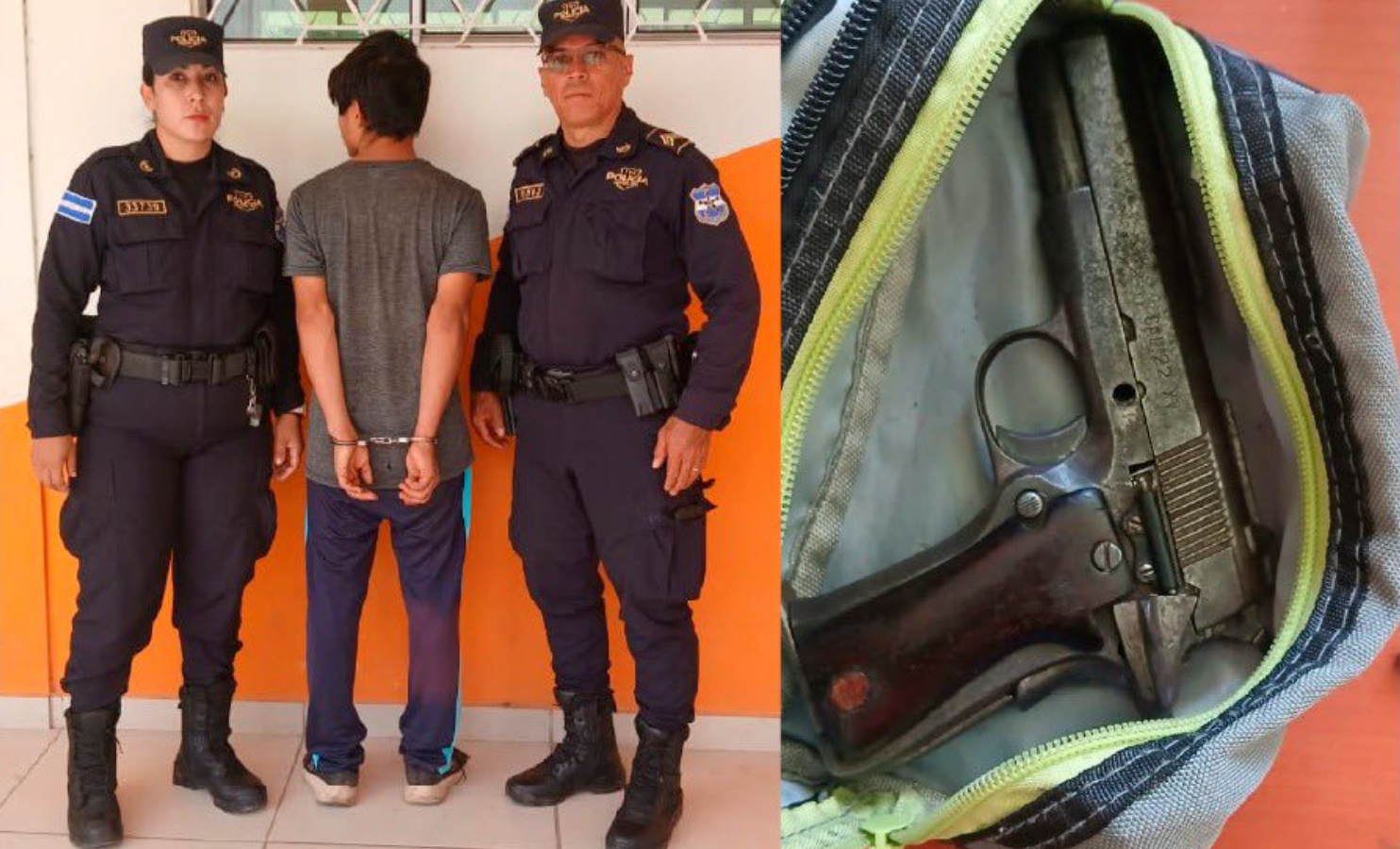 Un adolescente de 15 años hirió a un compañero dentro de una escuela en Santa Ana Centro; la víctima está fuera de peligro. La PNC capturó al menor y decomisó el arma. Foto: @PNC_SV