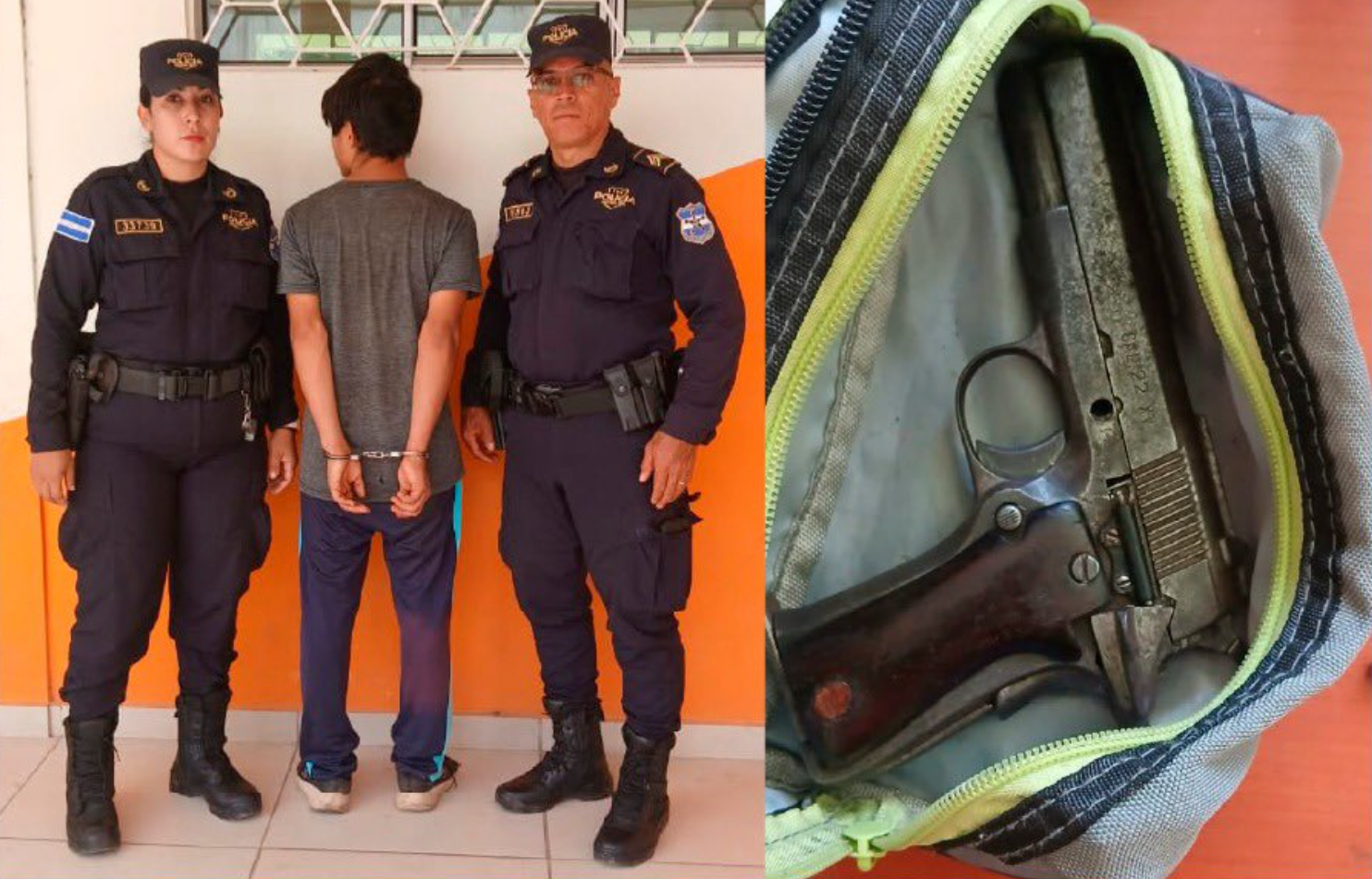 Un adolescente de 15 años hirió a un compañero dentro de una escuela en Santa Ana Centro; la víctima está fuera de peligro. La PNC capturó al menor y decomisó el arma. Foto: @PNC_SV