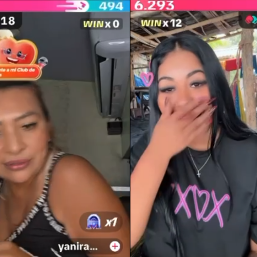 La creadora de contenido salvadoreña Yanira de Ríos abandonó su transmisión en vivo tras el desconcertante envío de un regalo virtual a su rival. El momento se volvió viral en redes. Foto: Captura de pantalla