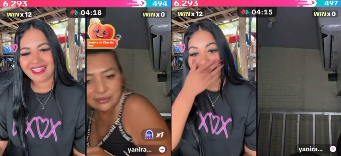 La creadora de contenido salvadoreña Yanira de Ríos abandonó su transmisión en vivo tras el desconcertante envío de un regalo virtual a su rival. El momento se volvió viral en redes. Foto: Captura de pantalla