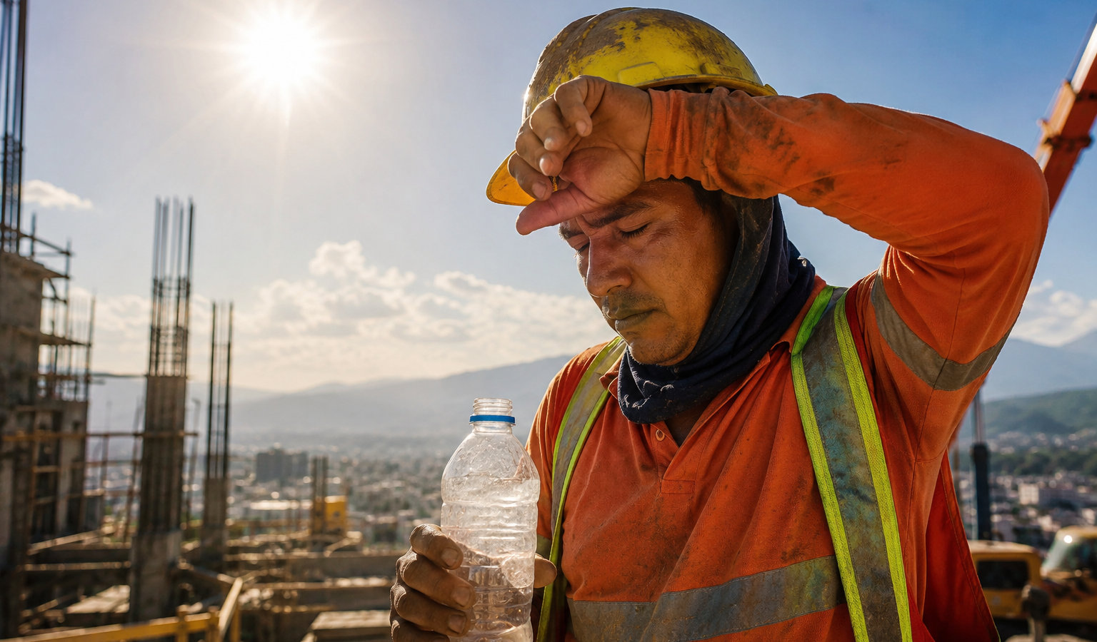 Especialistas y autoridades instan a reforzar las medidas de protección para los trabajadores vulnerables a golpes de calor y deshidratación ante las temperaturas extremas en El Salvador. Foto: Ilustración.