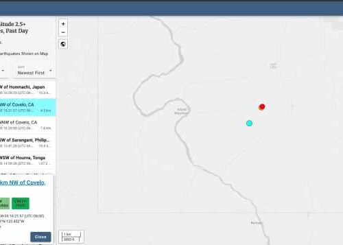 Registros del mapa interactivo del Servicio Geológico de los Estados Unidos (USGS) muestran la localización del epicentro en el norte de California.
