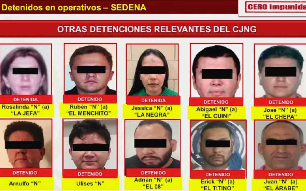 EE. UU. ofrece hasta $10 millones por líderes del CJNG. En el pasado, autoridades han reportado detenciones clave como la de Rosalinda "N" y Rubén "N".