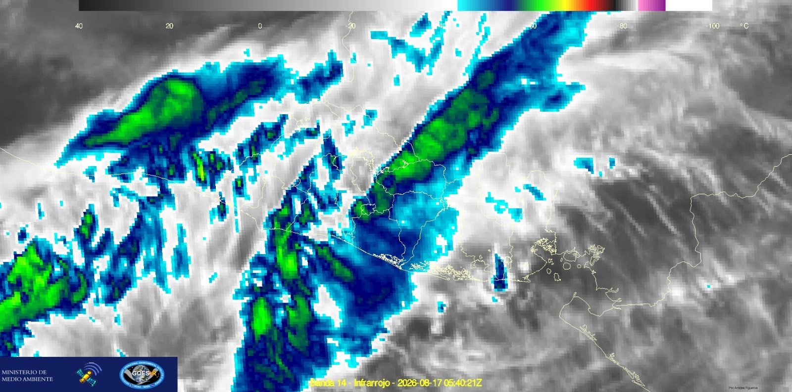 El MARN prevé un día cálido con lluvias y tormentas eléctricas para la tarde y noche en El Salvador. Temperaturas de hasta 36 °C en zonas urbanas y costeras. Foto: MARN.