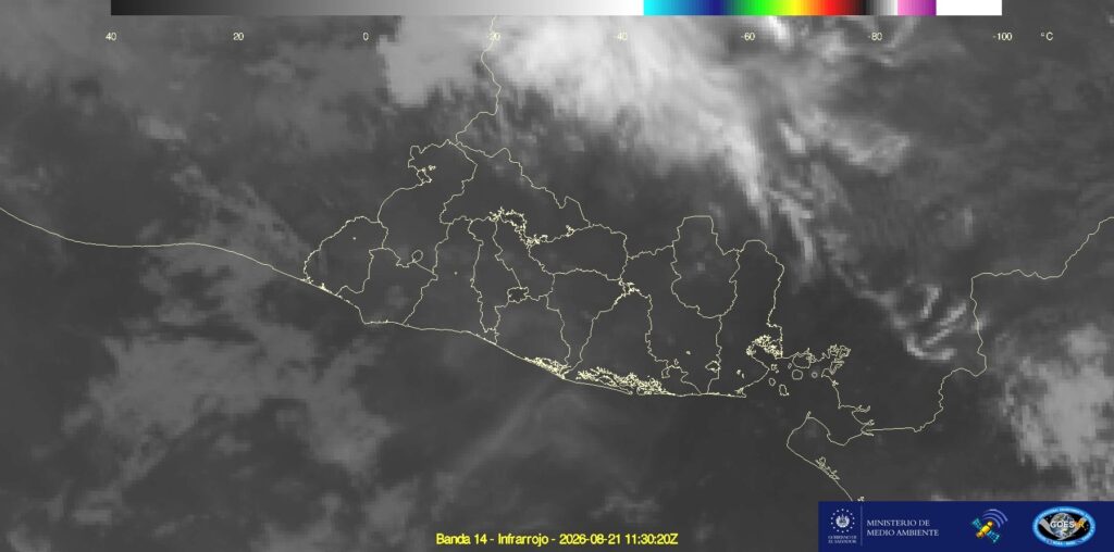 El MARN reporta una mañana estable en El Salvador este 21 de agosto: cielo poco nublado, sin lluvias y temperaturas de hasta 38 °C en la zona oriental. Foto: @MedioAmbienteSV.