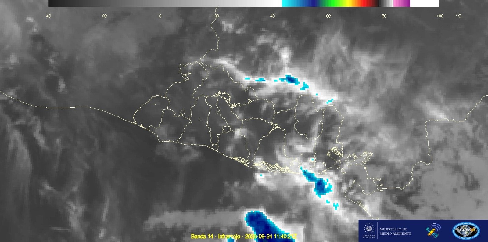 El MARN reporta condiciones estables para este lunes 24 de agosto de 2026: cielo poco nublado, sin lluvias y temperaturas cálidas en todo el país. Foto: @MedioAmbienteSV.