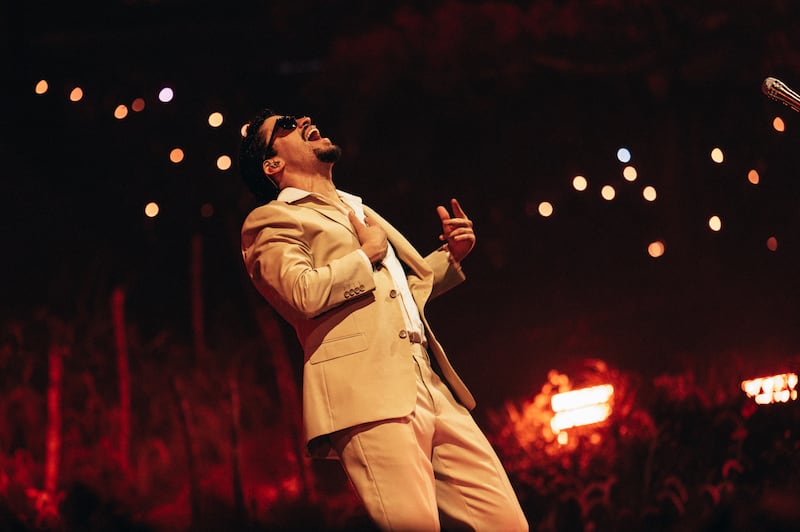 Bad Bunny cerrará su gira mundial "DeBÍ TiRAR MáS FOToS World Tour" con dos conciertos los días 22 y 23 de agosto en el Estadio Hiram Bithorn, en Puerto Rico. Foto: AME9863. SAN JUAN (PUERTO RICO), 15/09/2025. - EFE/ Eric Rojas.