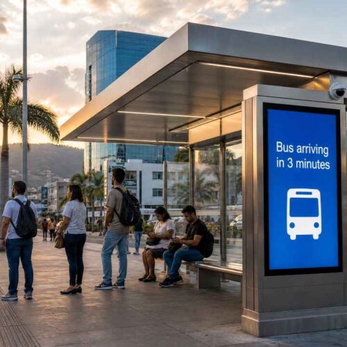 Las nuevas paradas incluyen cámaras de vigilancia y pantallas con tiempos de espera en tiempo real. IA