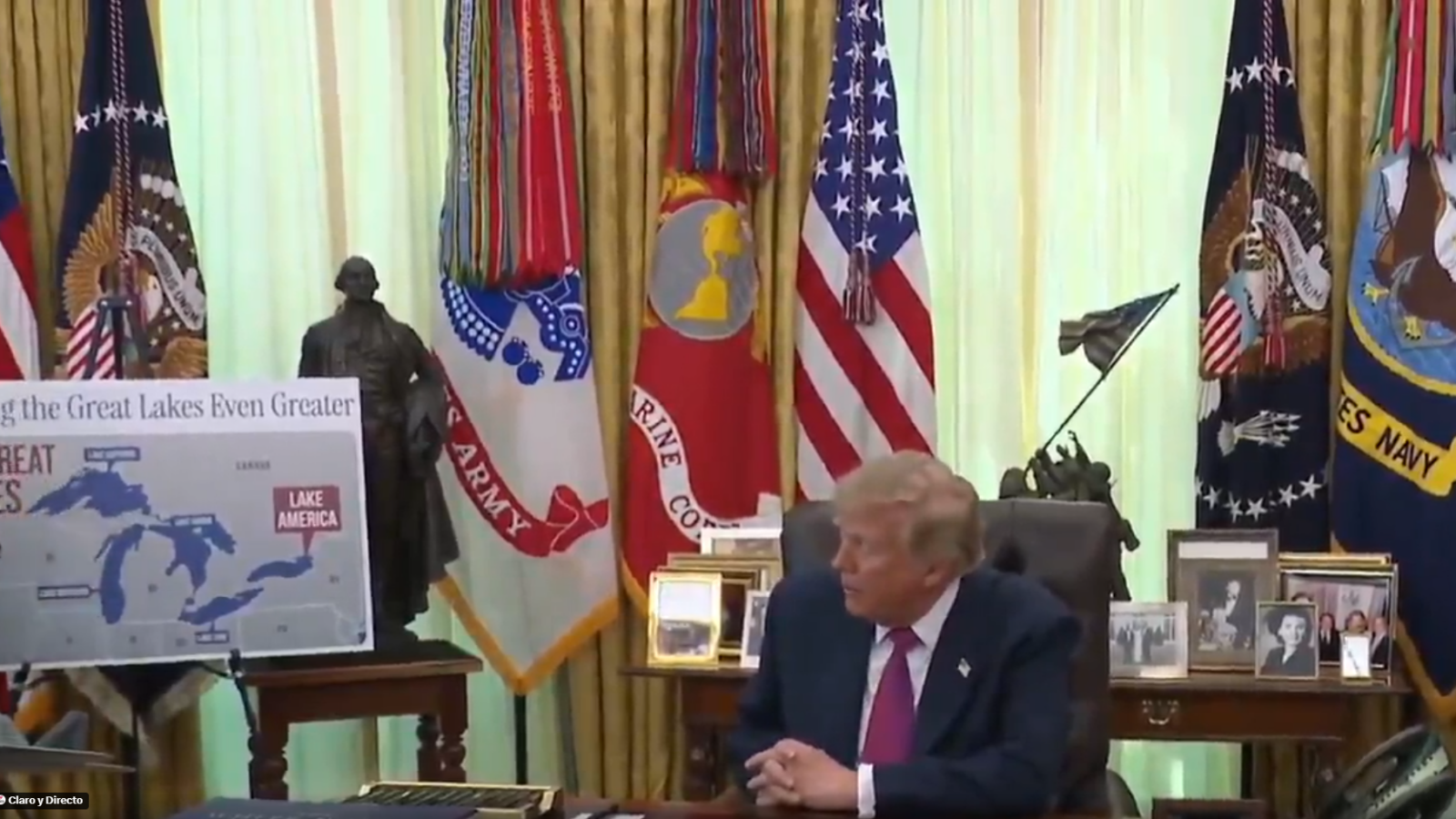 Donald Trump firmó un decreto para renombrar el lago Ontario como "Lake America". Canadá rechaza el cambio: "Mantendremos su nombre histórico". Foto: Captura de pantalla.