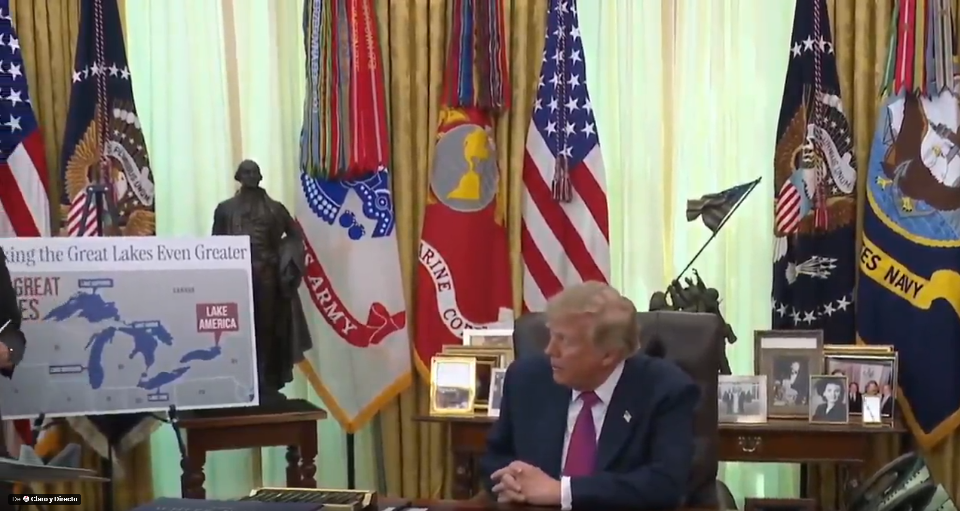 Donald Trump firmó un decreto para renombrar el lago Ontario como "Lake America". Canadá rechaza el cambio: "Mantendremos su nombre histórico". Foto: Captura de pantalla.