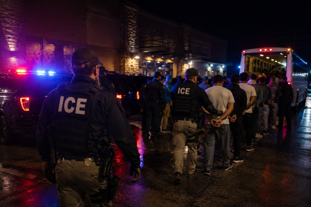 Agentes de ICE y otras agencias federales detuvieron a más de 100 personas en el bar El Corralón, en Memphis, Tennessee. Foto: Ilustración.