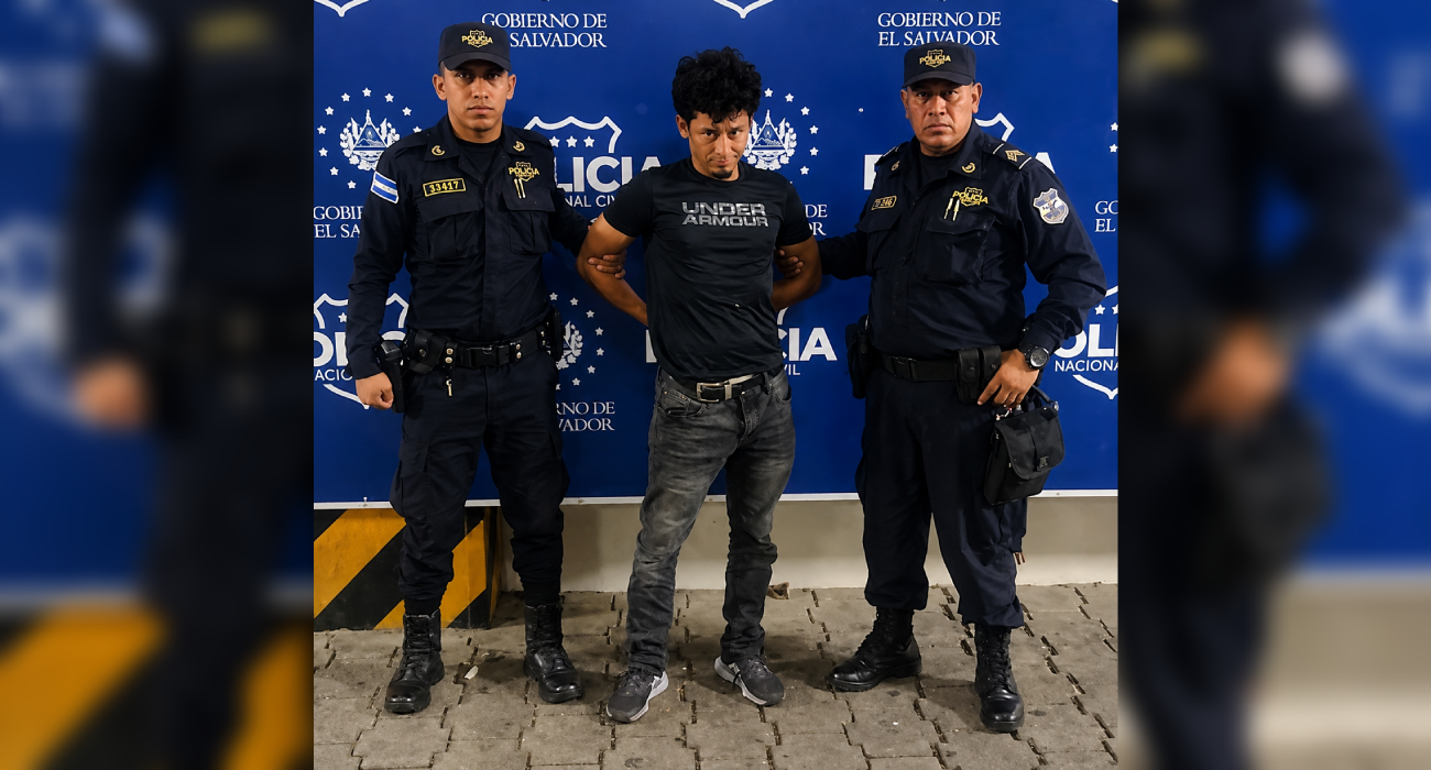 La PNC capturó a Erick Candelario Cabezas Mazariego, alias "Saiper de Ganster", miembro de la MS-13, en San Salvador. Foto: @PNCSV