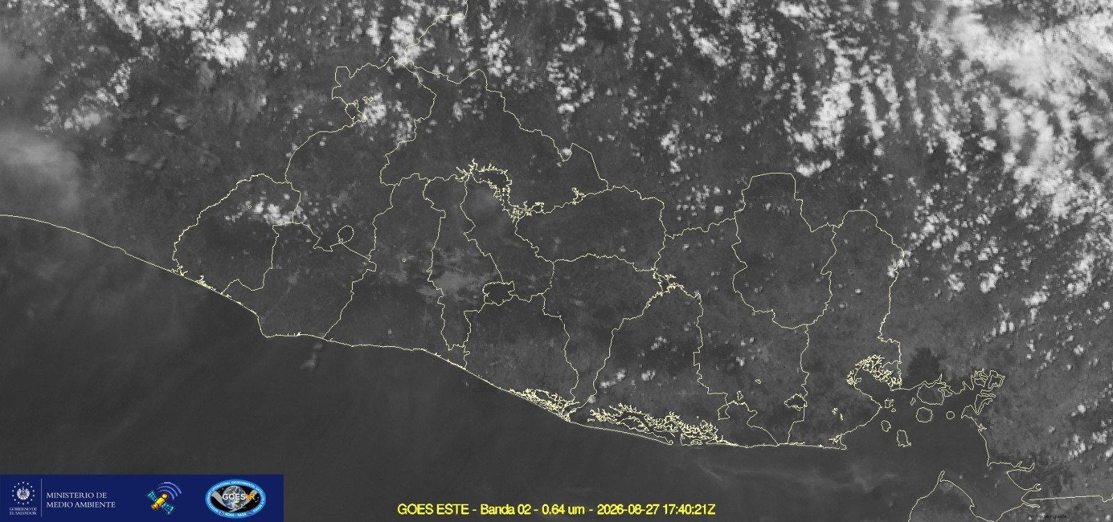 El MARN reporta tarde calurosa en El Salvador con lluvias y tormentas en Chalatenango, Cabañas y Morazán. Vientos de hasta 40 km/h. Foto: @MedioAmbienteSV.