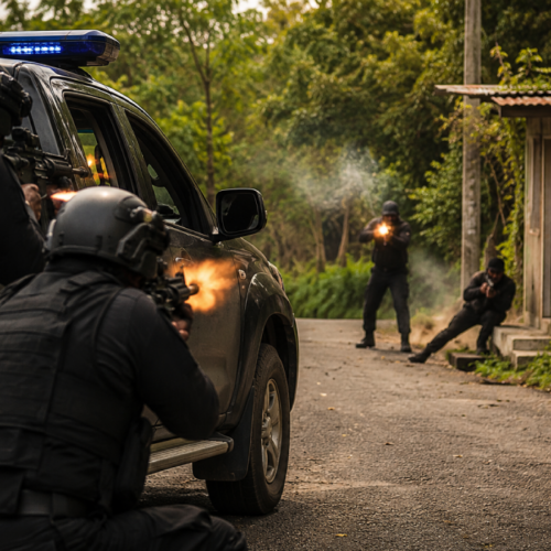 Un pandillero de la MS13, identificado como José Manuel Navarro Pérez ("Chucha"), murió tras atacar a balazos a un equipo de las Fuerzas Especiales de la PNC en Santa Isabel Ishuatán, Sonsonate Este. Foto: ilustración