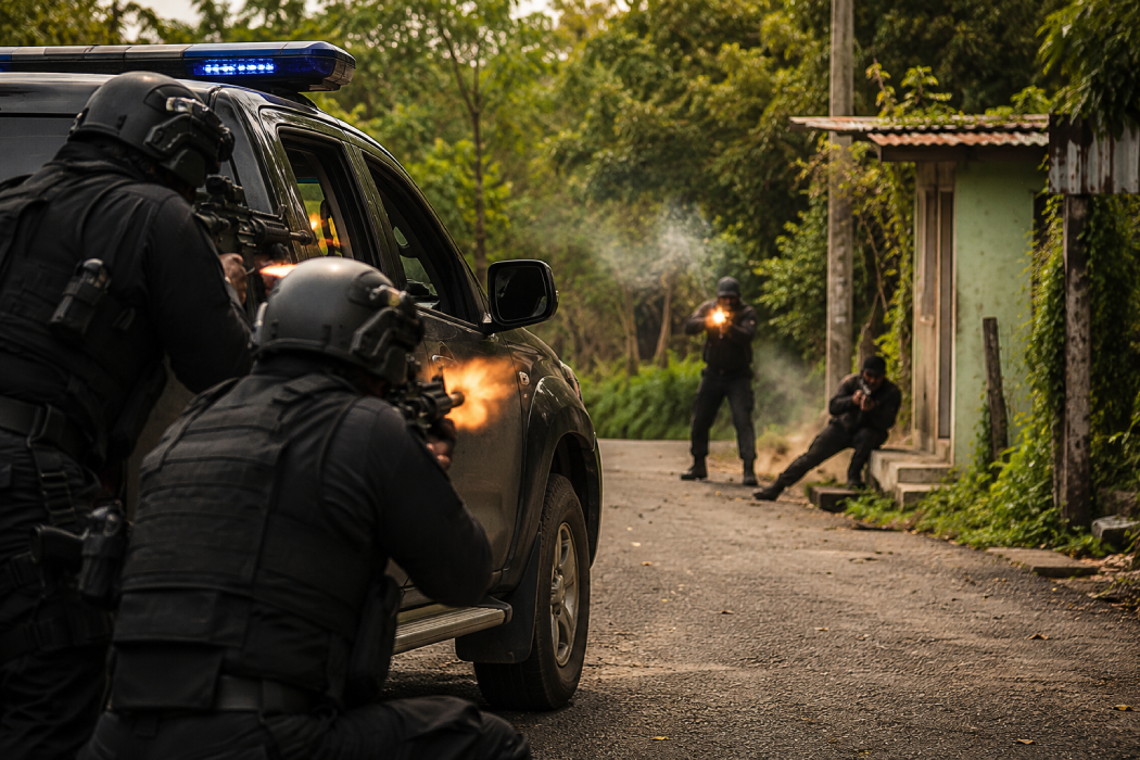 Un pandillero de la MS13, identificado como José Manuel Navarro Pérez ("Chucha"), murió tras atacar a balazos a un equipo de las Fuerzas Especiales de la PNC en Santa Isabel Ishuatán, Sonsonate Este. Foto: ilustración