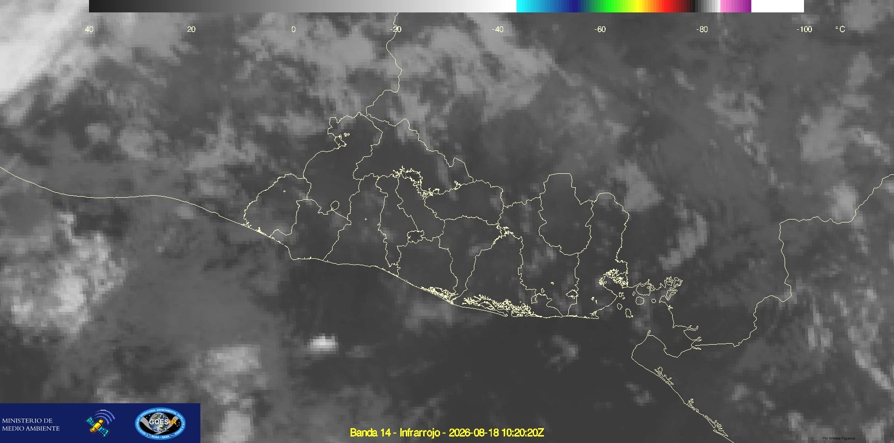 El @MedioAmbienteSV reportó condiciones estables y sin lluvias significativas durante la madrugada del 18 de agosto de 2026 en El Salvador. Cielo mayormente despejado. Foto: Observatorio Ambiental.