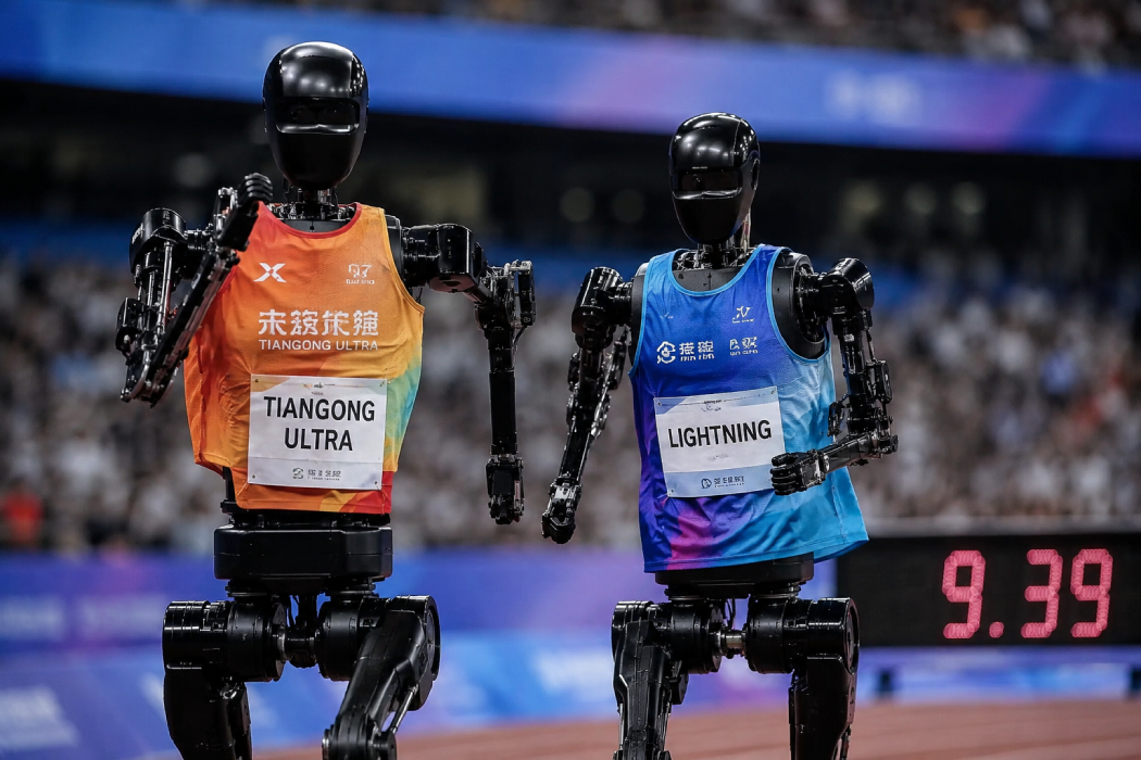 El robot humanoide Tiangong Ultra de China recorrió 100 metros en 9.39 segundos, superando los 9.58 segundos del récord mundial de Usain Bolt. Foto: Ilustración.