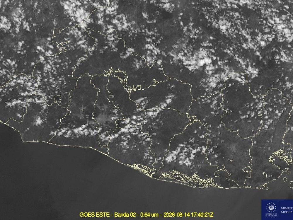 El MARN prevé un incremento de nubosidad y lluvias en zonas montañosas para esta tarde, junto a temperaturas de hasta 41 °C en el oriente. Conoce el clima en El Salvador hoy. Foto: MARN.