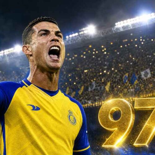 Cristiano Ronaldo celebró su gol número 978 en la reciente victoria del Al Nassr por la liga saudí. IA