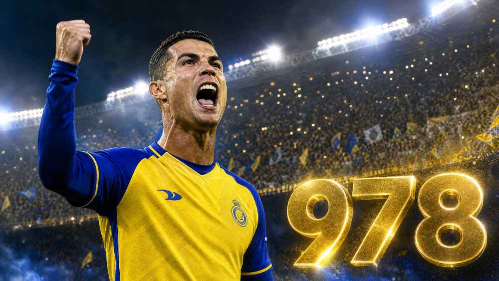 Cristiano Ronaldo celebró su gol número 978 en la reciente victoria del Al Nassr por la liga saudí. IA