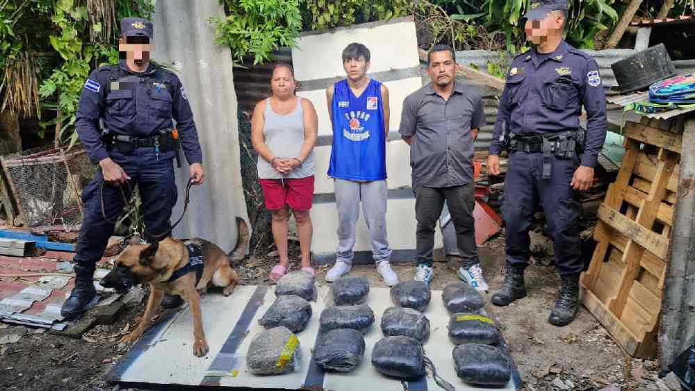 Tres personas fueron capturadas tras un allanamiento en San Salvador donde se hallaron porciones de marihuana y equipo de pesaje. Foto: X / Gustavo Villatoro
