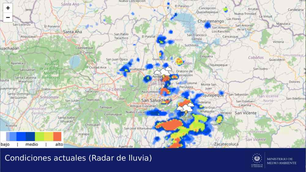 El MARN reporta tormentas eléctricas en el AMSS y el occidente del país tras una jornada de calor extremo que alcanzó los 42 °C en el oriente. MARN