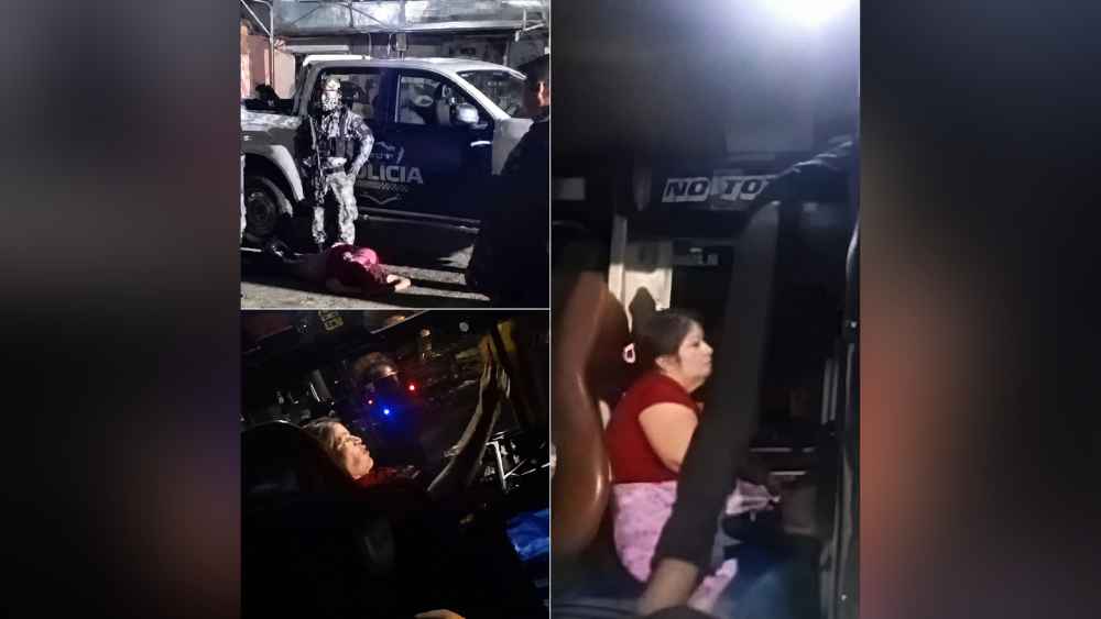 Elementos policiales intervinieron en la zona tras el incidente con la unidad de transporte en Santa Ana. Captura de pantalla