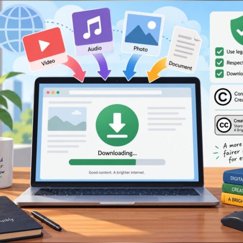 Las descargas desde Internet pueden ser útiles para estudiar o trabajar, pero cada archivo puede estar sujeto a diferentes condiciones de uso y derechos de autor. Ilustración