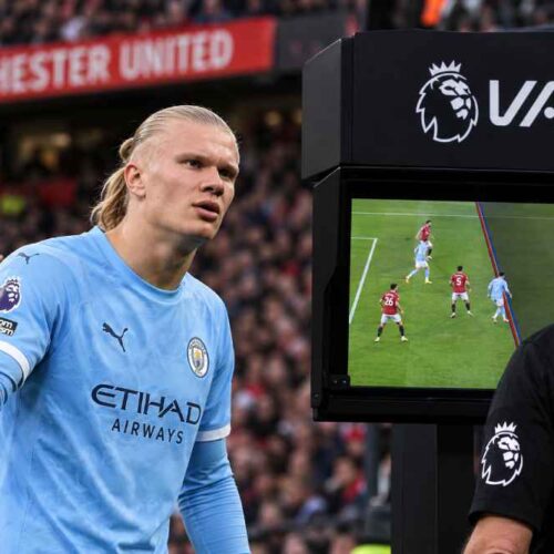 El VAR validó el gol de Erling Haaland ante Manchester United, pero posteriormente el organismo arbitral reconoció que la jugada no fue evaluada correctamente. Foto: Ilustración.