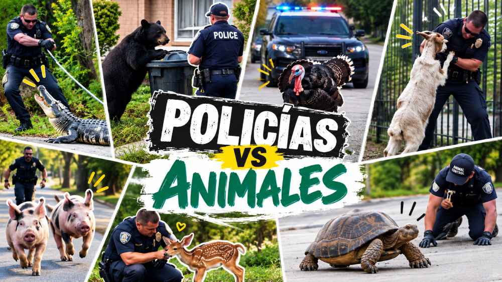 Policías y animales protagonizan encuentros inesperados en una recopilación de escenas curiosas y divertidas. Foto: Ilustración.