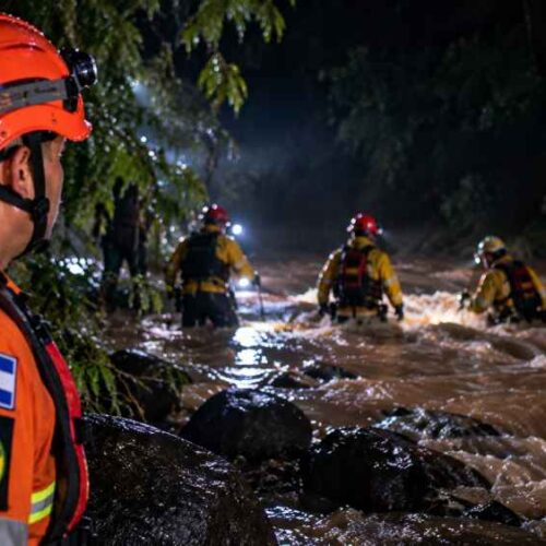 Equipos de socorro participaron en la búsqueda de una persona desaparecida en el río Sucio, en medio de un período de lluvias en El Salvador. Foto: Ilustración.
