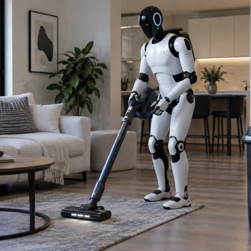 Los robots humanoides del servicio pueden aspirar, limpiar superficies y retirar basura. Foto: Ilustración.