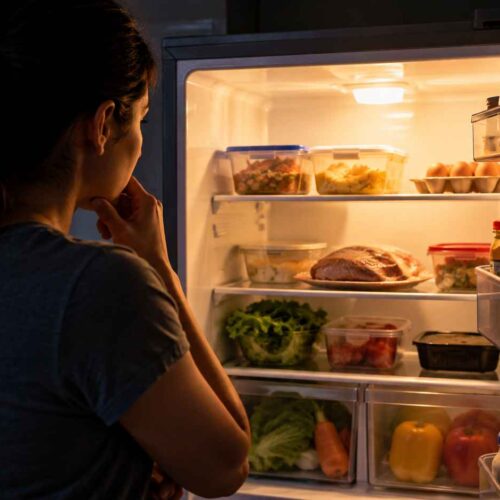 Mantener cerrada la refrigeradora durante un apagón ayuda a conservar por más tiempo la temperatura segura de los alimentos. Foto: Ilustración.