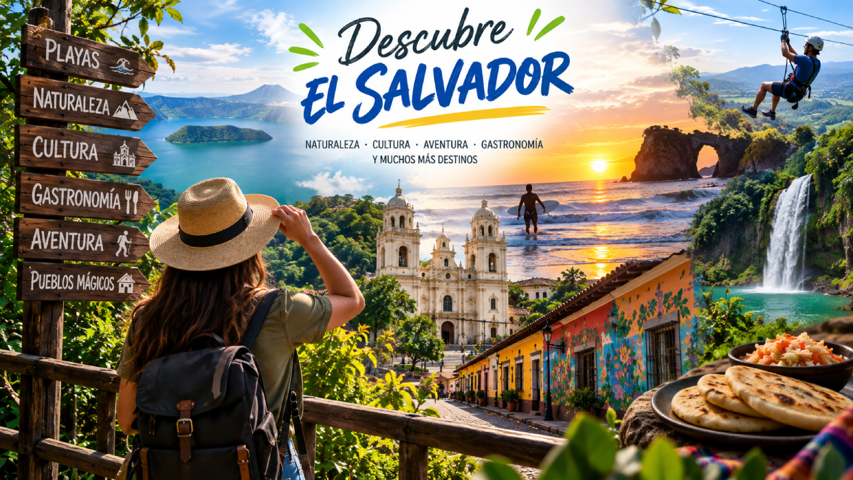 Vista panorámica de un destino turístico natural en El Salvador. Foto: Ilustración.