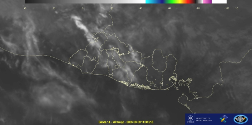 El clima en El Salvador se mantendrá caluroso y sin lluvias durante la mañana de este miércoles, según el pronóstico del MARN. Foto: MARN.