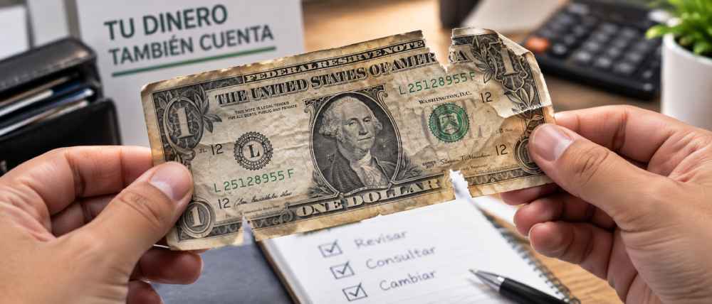 ¿Qué hacer si recibes un billete de dólar roto o deteriorado en El Salvador?