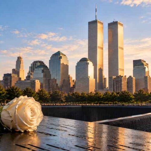 A 25 años del 11-S, los nombres de salvadoreños y de miles de víctimas permanecen inscritos en el memorial construido donde estuvieron las Torres Gemelas. Foto: Ilustración.