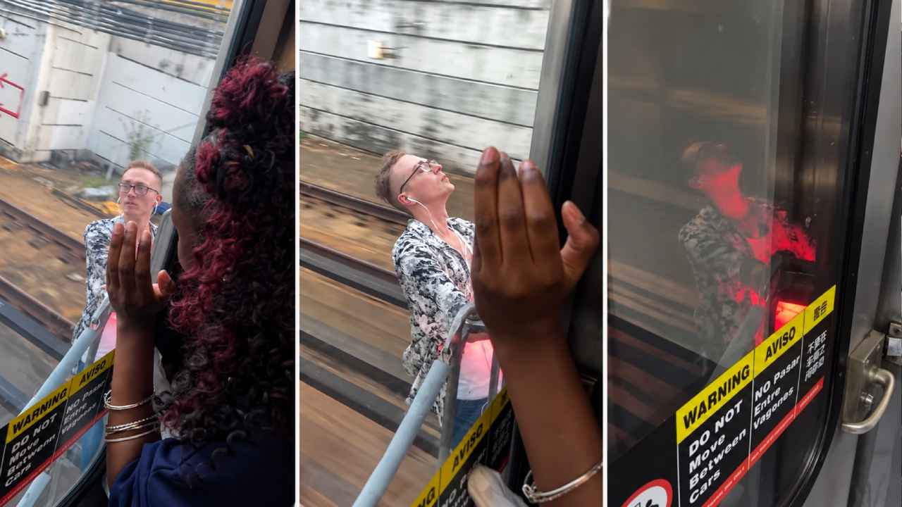 La imagen remite fácilmente a películas como Spider-Man 2 o Skyfall, donde los protagonistas realizan maniobras extremas sobre trenes en movimiento. Captura de pantalla.