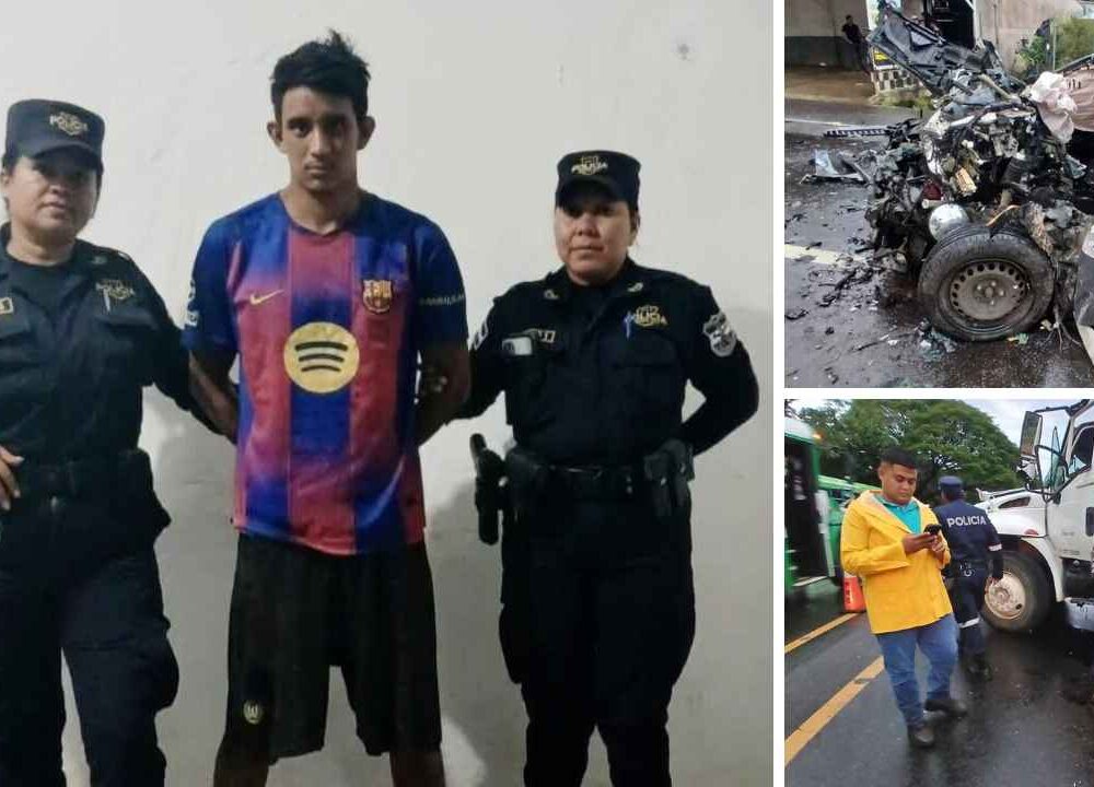 El accidente ocurrió en el kilómetro 79 de la carretera entre Ahuachapán y Santa Ana; la PNC detuvo al conductor del camión. Foto: PNC.