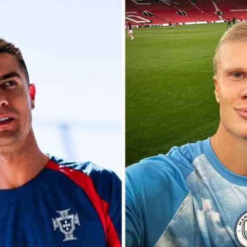 Erling Haaland y Cristiano Ronaldo representan dos generaciones de grandes goleadores que pueden encontrarse este domingo en el Noruega-Portugal. Redes.