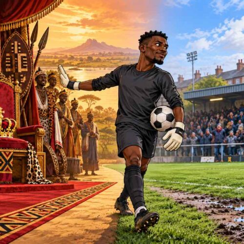 George Desmond Kamurasi juega como portero y capitán del SE Dons en Inglaterra y fue considerado la primera opción para asumir el trono tradicional de Tooro.